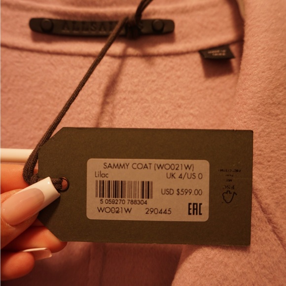 All Saints Jackets & Blazers - ALL SAINTS WOMENS SAMMY COAT LILAC